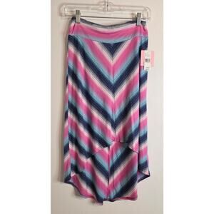 Amy's Closet Hi Lo Skirt Girl's Size Large-14 Pink Blue Multi Chevron Print NWT
